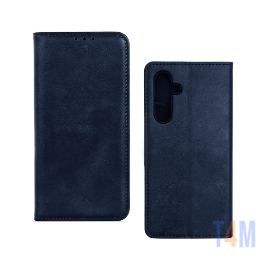 FUNDA ABATIBLE DE CUERO CON BOLSILLO INTERNO PARA SAMSUNG GALAXY A54 AZUL